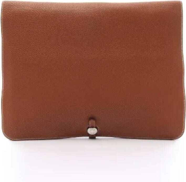 Hermès Vintage Pre-owned Leather clutches Bruin Dames