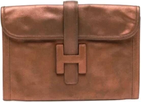 Hermès Vintage Pre-owned Leather clutches Bruin Dames