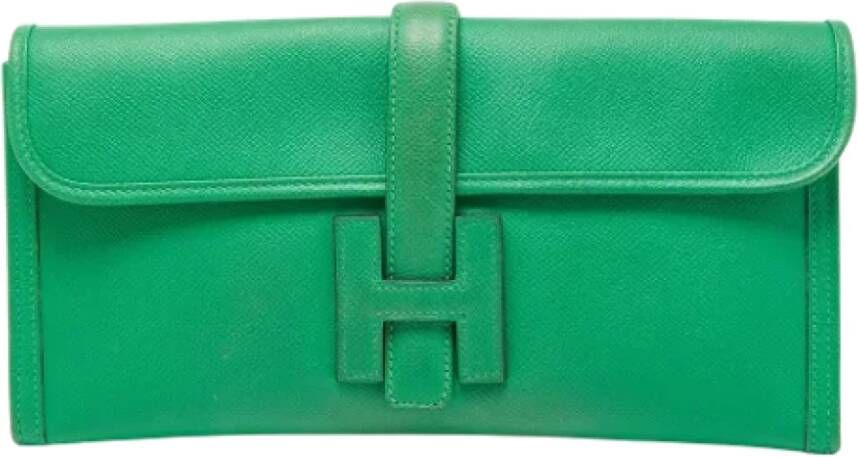 Hermès Vintage Pre-owned Leather clutches Groen Dames