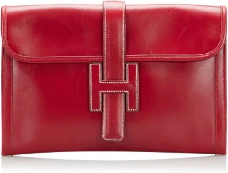 Hermès Vintage Pre-owned Leather clutches Rood Dames