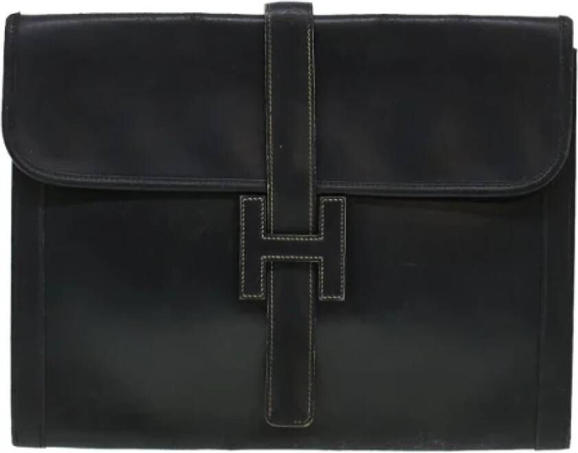 Hermès Vintage Pre-owned Leather clutches Zwart Dames