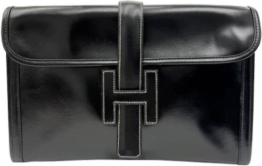 Hermès Vintage Pre-owned Leather clutches Zwart Dames