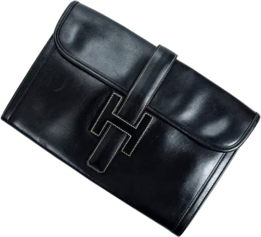 Hermès Vintage Pre-owned Leather clutches Zwart Dames