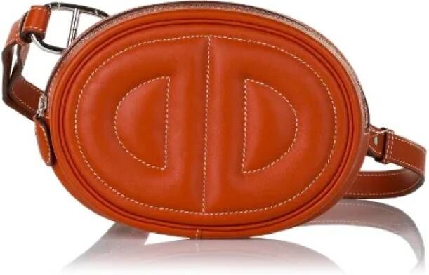 Hermès Vintage Pre-owned Leather crossbody-bags Oranje Dames