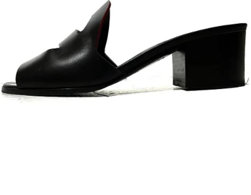 Hermès Vintage Pre-owned Leather flats Zwart Dames