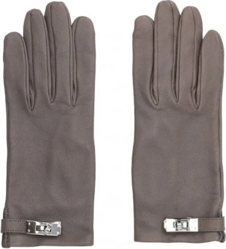 Hermès Vintage Pre-owned Leather gloves Grijs Dames
