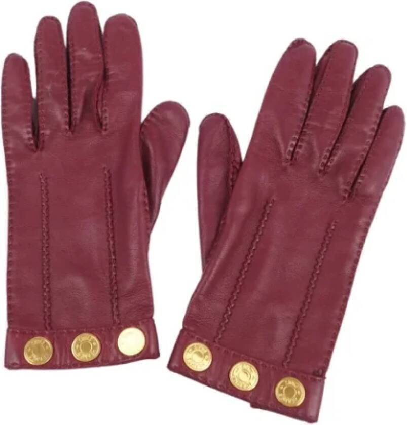Hermès Vintage Pre-owned Leather gloves Rood Dames