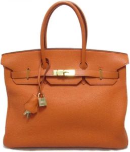 Hermès Vintage Pre-owned Leather handbags Oranje Dames