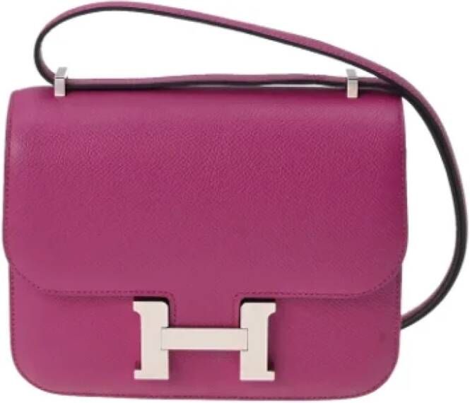 Hermès Vintage Pre-owned Leather handbags Paars Dames