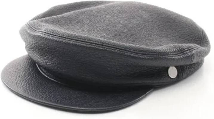 Hermès Vintage Pre-owned Leather hats Blauw Dames