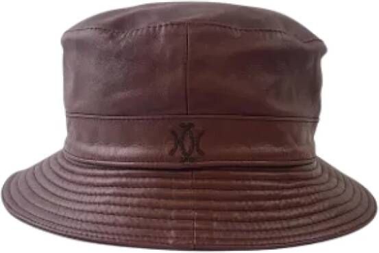 Hermès Vintage Pre-owned Leather hats Bruin Dames