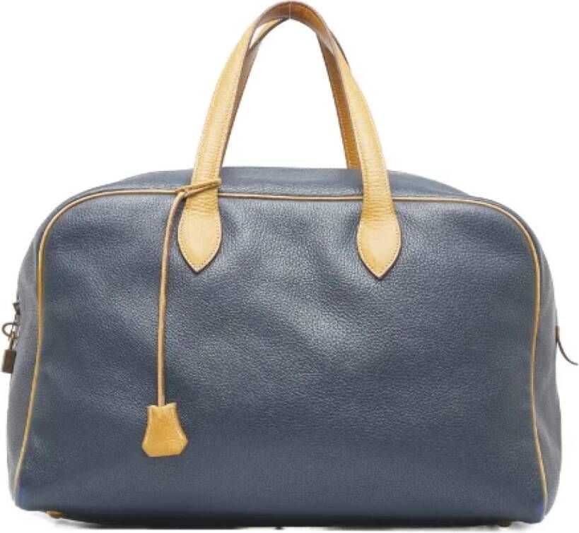 Hermès Vintage Pre-owned Leather travel-bags Blauw Dames