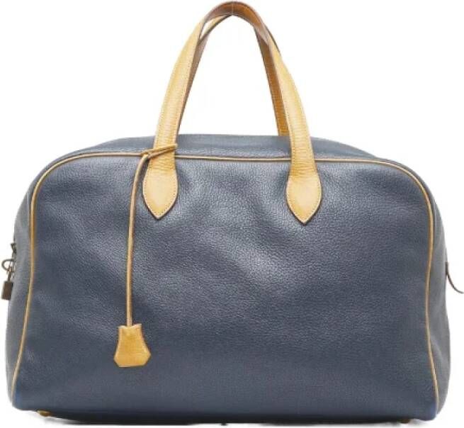 Hermès Vintage Pre-owned Leather travel-bags Blauw Dames