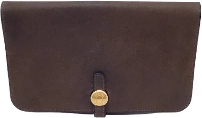 Hermès Vintage Pre-owned Leather wallets Bruin Dames