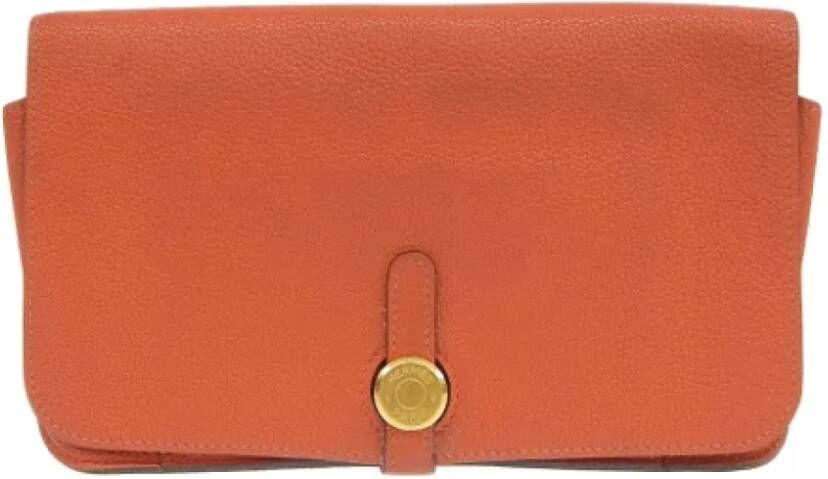 Hermès Vintage Pre-owned Leather wallets Oranje Dames