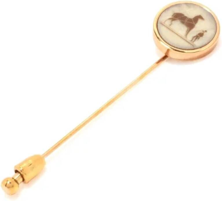 Hermès Vintage Pre-owned Metal brooches Geel Dames