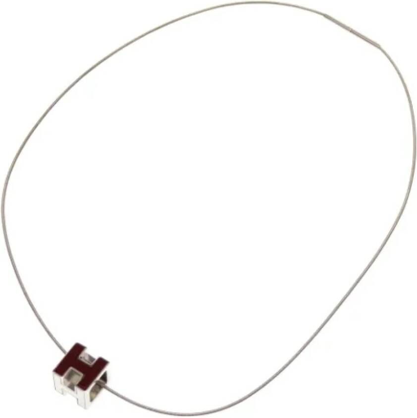 Hermès Vintage Pre-owned Metal necklaces Bruin Dames