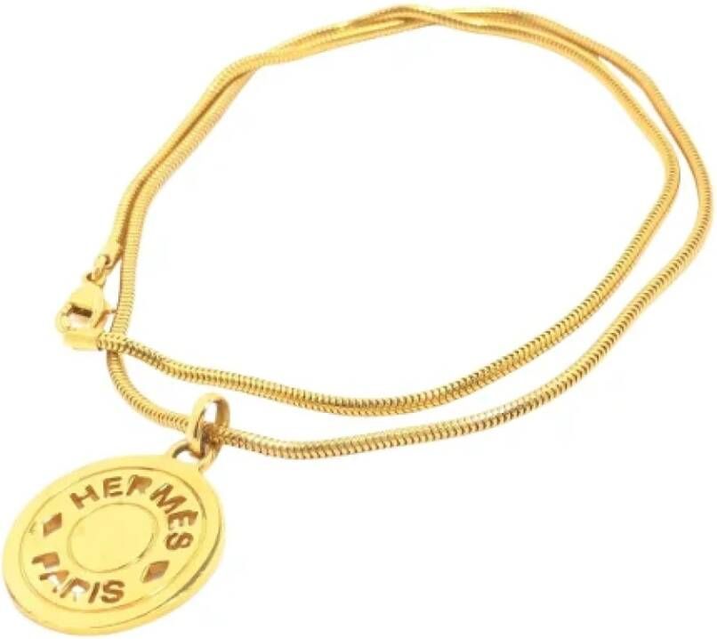 Hermès Vintage Pre-owned Metal necklaces Geel Dames