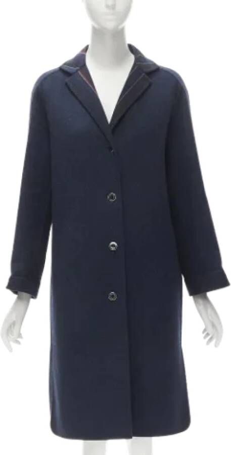 Hermès Vintage Pre-owned Wool outerwear Blauw Dames