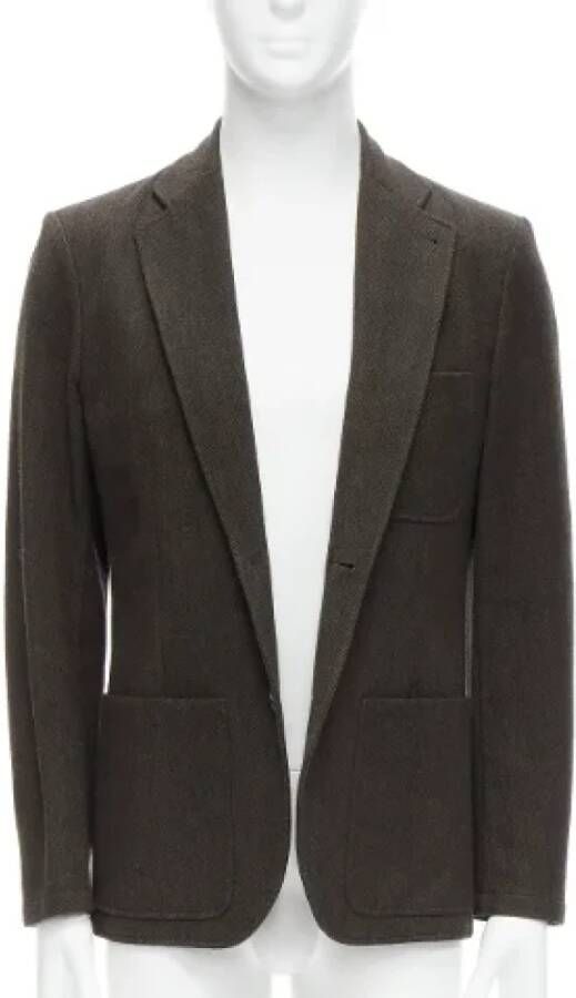 Hermès Vintage Pre-owned Wool outerwear Groen Dames