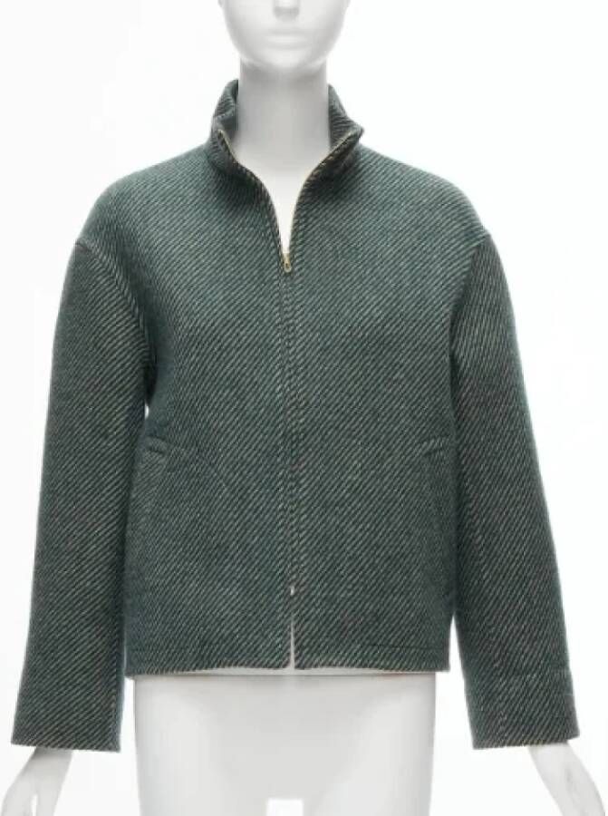 Hermès Vintage Pre-owned Wool outerwear Groen Dames