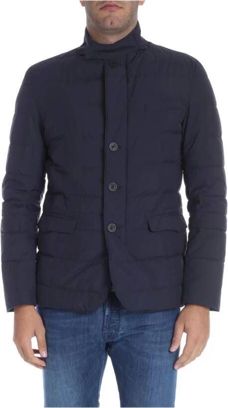 Herno Blauwe Gewatteerde Donsjas Blauw Heren