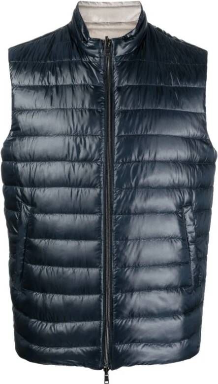 Herno Marineblauwe Gewatteerde Reversibele Mouwloze Jas Blauw Heren