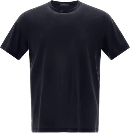 Herno Blauwe T-Shirts Klassiek Model Blauw Heren
