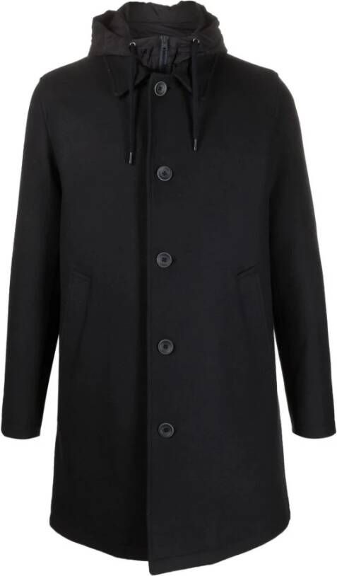 Herno Blauwe Wollen Parka Jas voor Heren Blauw Heren