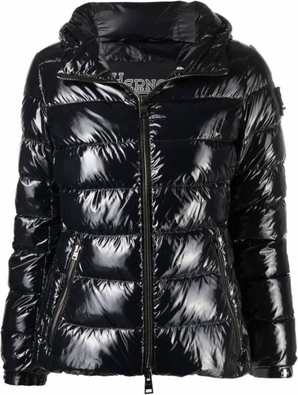 Herno Dames Bomber Slim Gloss Jas Zwart Dames