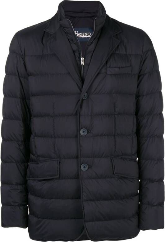 Herno Navy Zwarte Jas Legendarische Elegantie en Veelzijdigheid Blue Heren