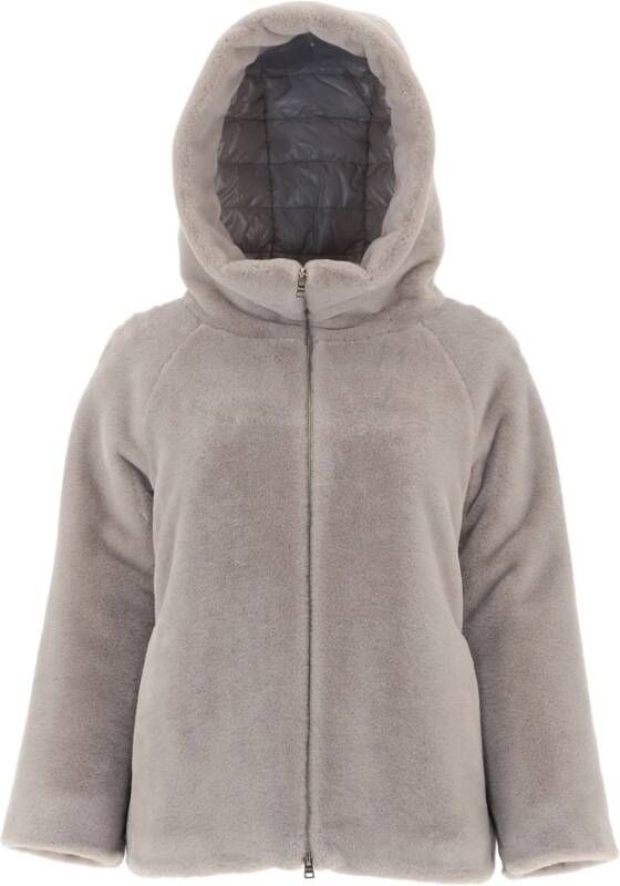 Herno Faux Fur Shearling Jas voor Dames Grijs Dames