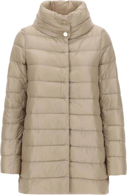 Herno Gewatteerde Nylon Donsjas voor Dames Beige Dames