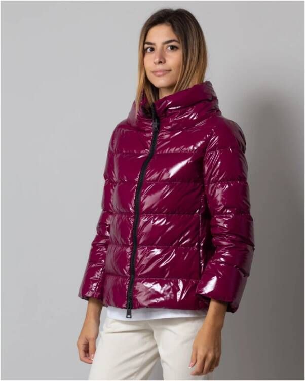 Herno Glanzende Gewatteerde Puffer Jas Purple