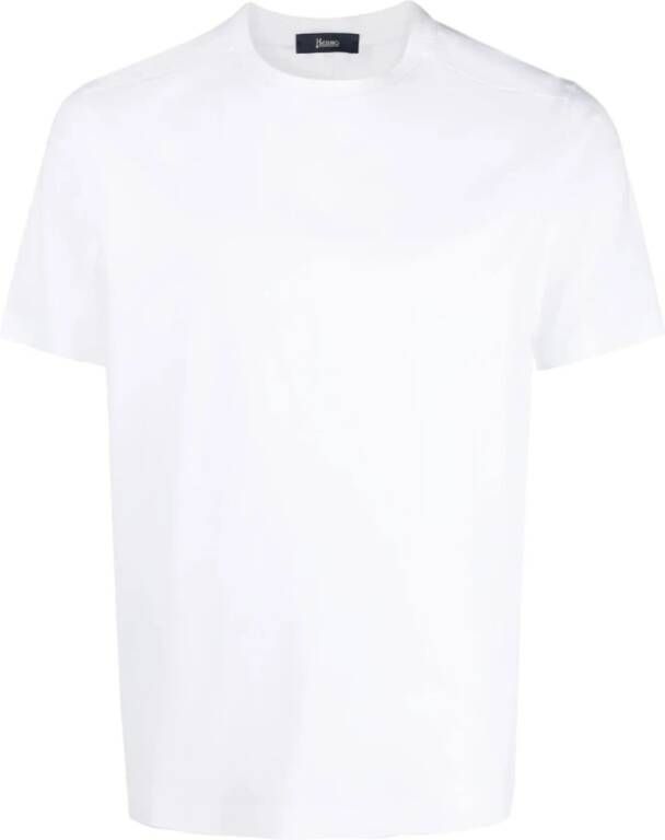 Herno Heren T-shirt met korte mouwen in wit met zwart logo Wit Heren
