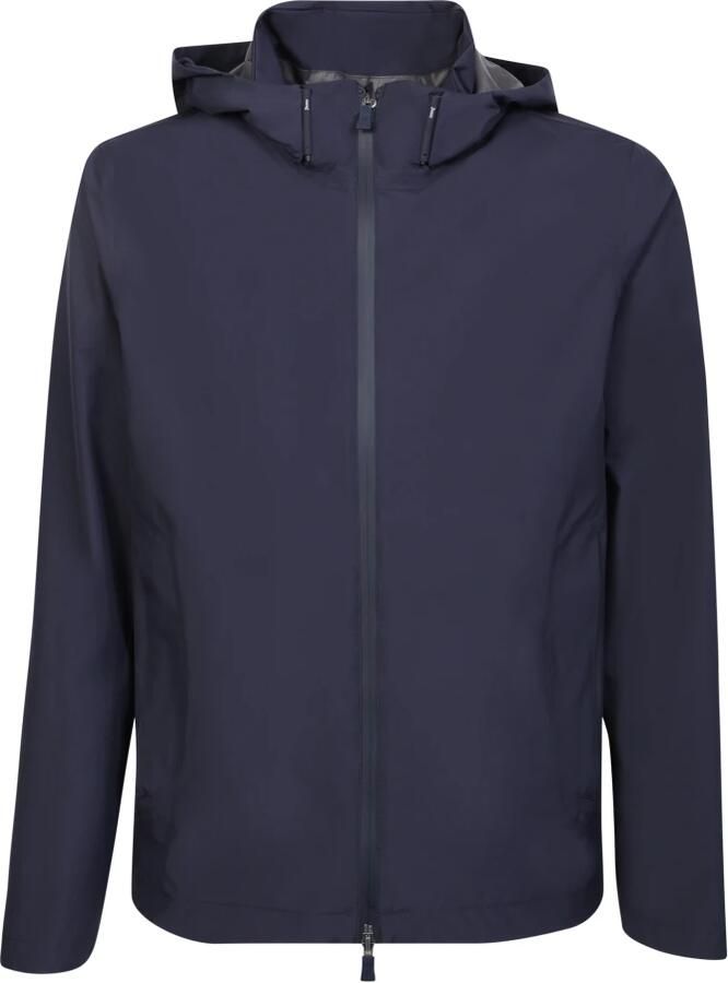Herno Blauwe Laminar Jas met Afneembare Capuchon Blue Heren