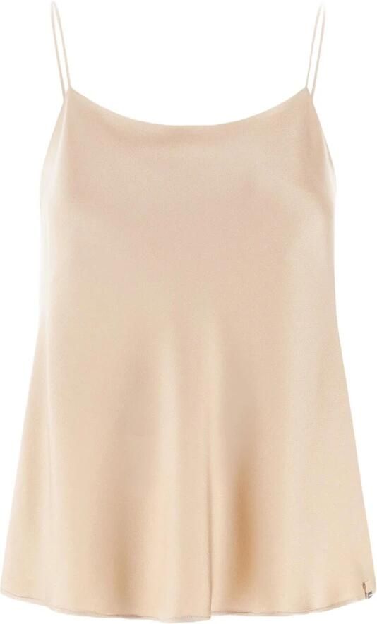 Herno Top met Vierkante Halslijn en Satijnen Effect Beige Dames