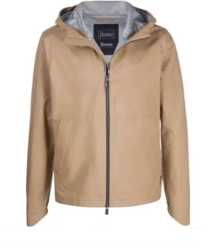 Herno Laminaire bomberjack met capuchon Beige Heren