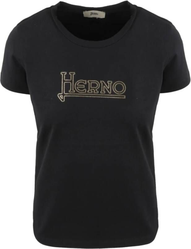 Herno Logo T-shirt Zwart Dames