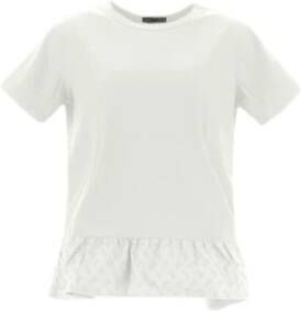 Herno Monogram Katoenen T-Shirt met Onderkant Wit Dames