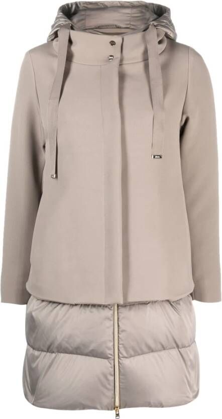 Herno Nieuwe Stad Dubbel Gelaagde Jas Beige Dames