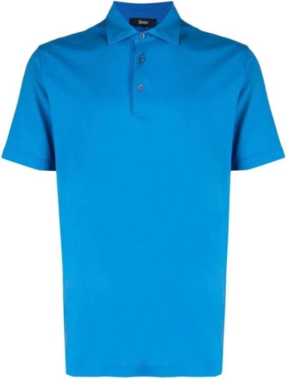 Herno Turquoise Polo Shirt Blauw Heren
