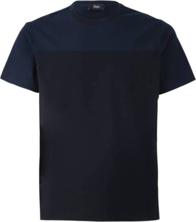Herno Scuba en Jersey Bimateriaal T-Shirt Blauw Heren