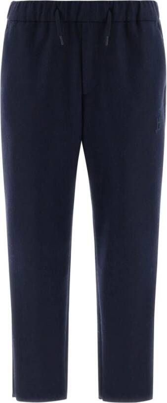 Herno Slim-Fit Gekookte Wol Broek Blauw Heren