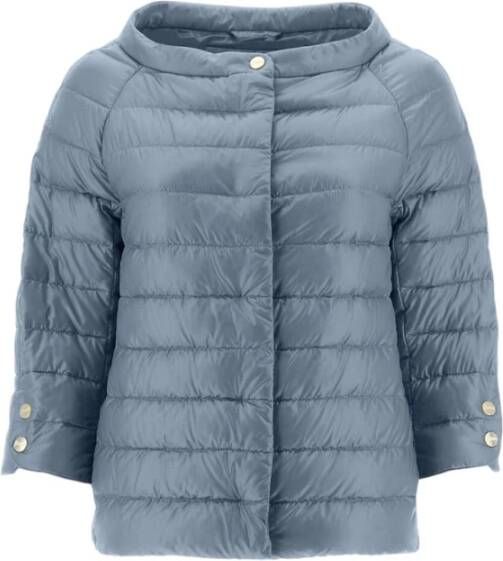 Herno Stijlvolle 3 4 Mouw Donsjas Blauw Dames