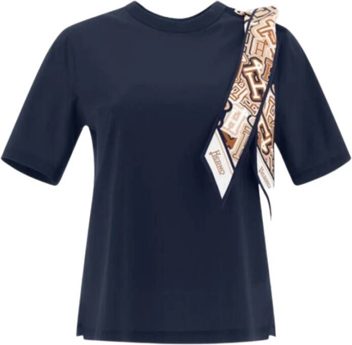 Herno Stijlvolle Foulard T-Shirt voor Vrouwen Blauw Dames