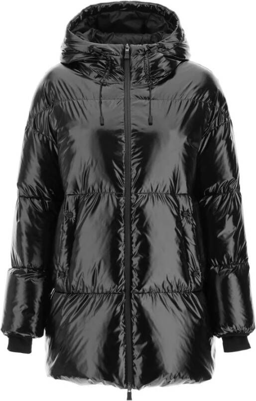 Herno Stijlvolle Mid-Length Zwarte Donsjas Zwart Dames