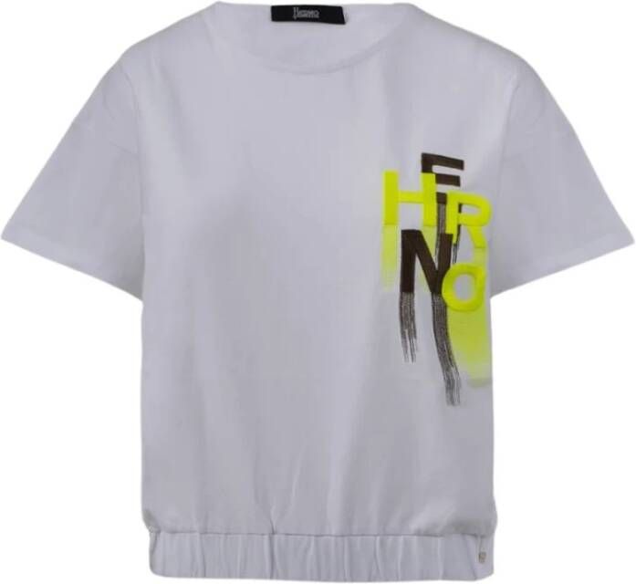 Herno Stijlvolle T-shirt met elastische onderkant Wit Dames