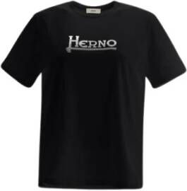 Herno STR-logo T-shirt Jg000151D 52009 Zwart Dames