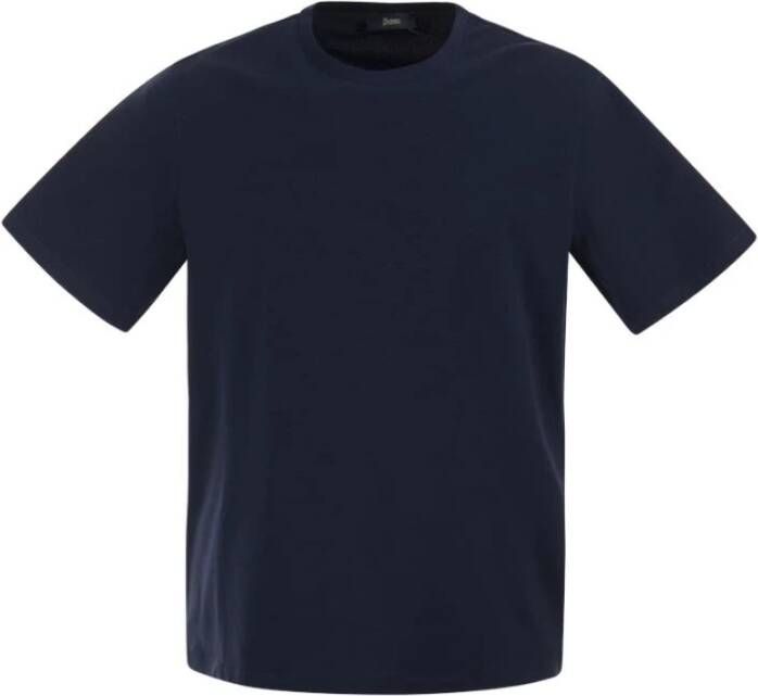 Herno Blauw T-shirt met korte mouwen en logo Blue Heren